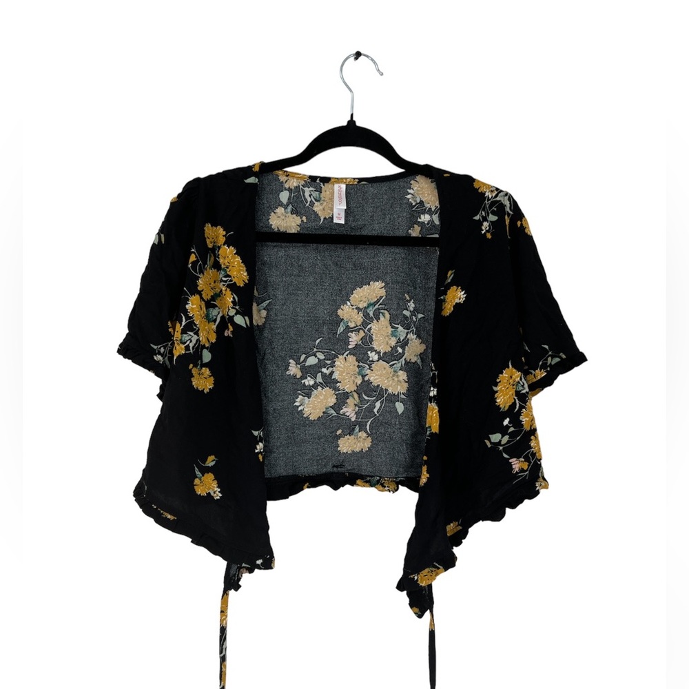 cropped cross over tie cardigan